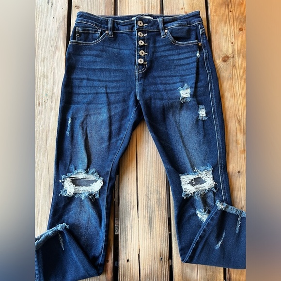 KanCan Denim - Kancan Dark Wash Destroyed Skinny Leg Jeans W29